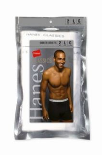 Hanes Mens Classic Basics Boxer Brief, Two Pack, White