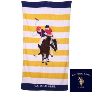 Polo Association Rugby Stripe 34x64 Yellow and White Beach Towel