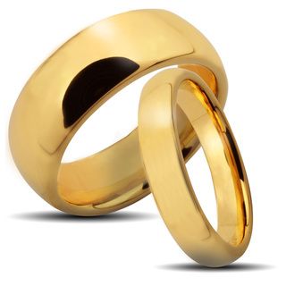 Goldplated Tungsten Carbide Classic His and Hers Wedding Band Set