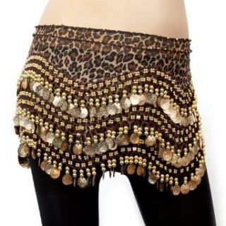 BellyLady Leopard Print Belly Dance Gold Coin Hip Scarf