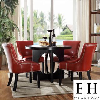 ETHAN HOME Westmont 5 piece Hot Red Faux Leather Dining Set