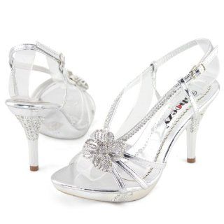 Silver Diamantes Evening Dress Strappy Heels Platform Shoes Shoes