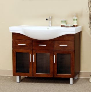 Medium Walnut 39.8 inch Single Bathroom Vanity With Sink