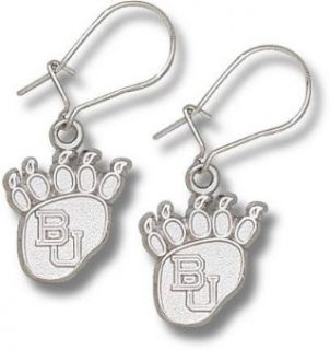 Baylor Bears 1/2 BU Paw Dangle Earrings   Sterling