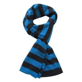Soft Knit Striped Scarf   Blue & Black Clothing