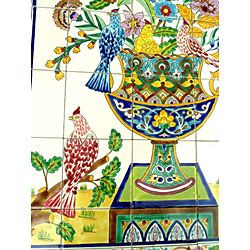 Mosaic Rooster 40 tile Ceramic Wall Mural