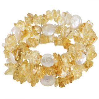 Emerson Couture Citrine/ FW Pearl Bracelet (13 14 mm)