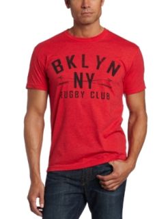 Campus One Mens Brooklyn Rugby Crew Neck Graphic Tee, Red