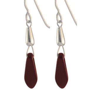 Ardent Designs Silver Breathtakingly Burgundy Glass Drop Earrings