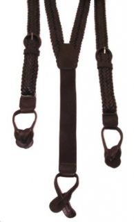 Leather V Braided Braces / Suspenders by HC (Brown