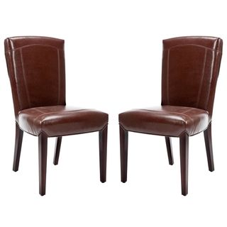 Bowery Brown Marbled Leather Side Chair (Set of 2)