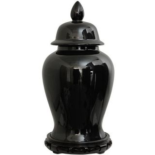 Porcelain 18 inch Solid Black Temple Jar (China)