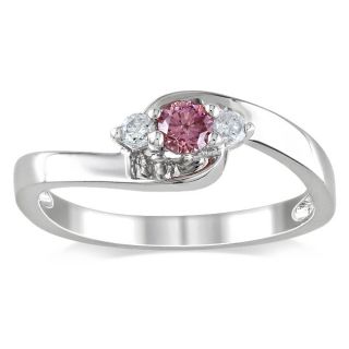 Miadora Sterling Silver 1/4ctTDW Pink and White Diamond Ring (G H, I1