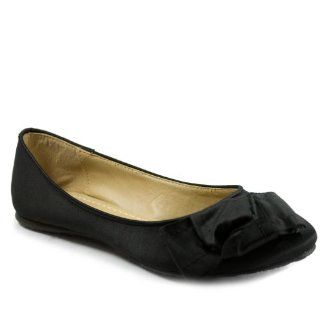Soda Shoes Nerv S   Satin Bow Slip on Flats: Black: Shoes
