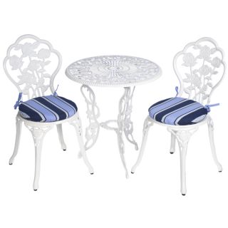 Bistro Outdoor Blue Stripe Round Chair Cushions (Set of 2)