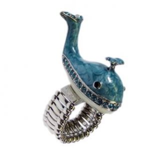 Blue Whale Stretch Ring Jeweled Clothing