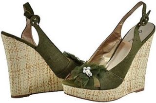 Qupid Enrich 65 Olive Women Wedge Sandals Shoes
