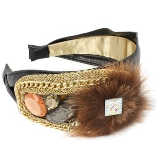 Kate Marie Crystal and Fur Embellished Headband