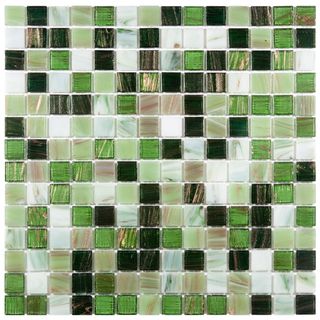 SomerTile 12x12 in Cuivre 1 in Forest Translucent Glass Mosaic Tile