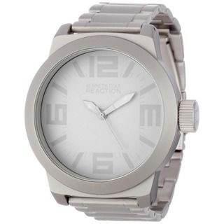 Kenneth Cole Mens Reaction Grey Silverplated Stainless Steel Analog