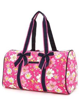 Quilted Floral Large Duffle Bag Fuschia and Navy: Shoes