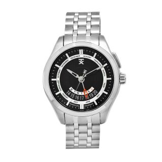 Timex Mens Perpetual Calendar Stainless Steel Black Dial Watch