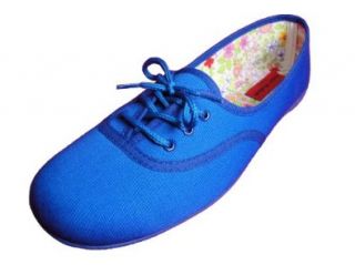  Andres Machado Womens BLUE Canvas Flats Big Size Shoes: Shoes