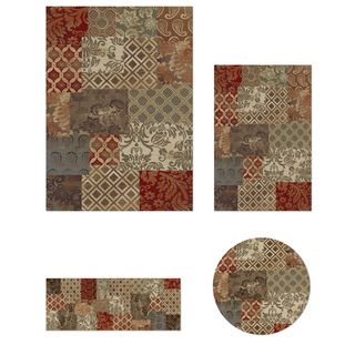 Impressions Collection Red 4 piece Rug Set