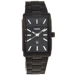Fossil Mens Black Stainless Steel Dress Watch