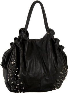 La Victoire Handbags Megan Studded Leather Hobo,Black,one size: Shoes