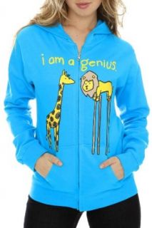 Lion Giraffe I Am A Genius Girls Zip Hoodie Clothing