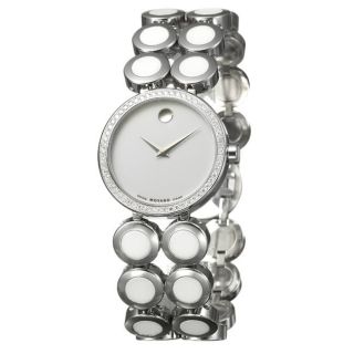 Movado Womens Ono Moda Stainless Steel And Ceramic Diamond Watch