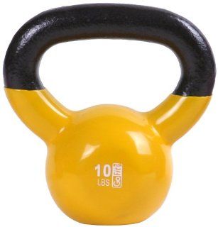 GoFit 10 Pound Yellow Kettlebell with Vinyl Coating