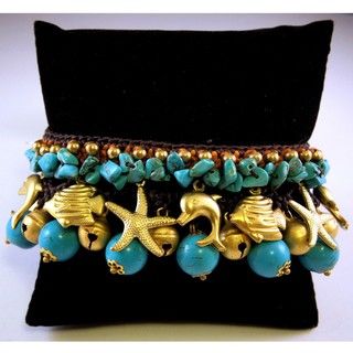 Handmade Turquoise and Brass Beads Bracelet (Thailand)