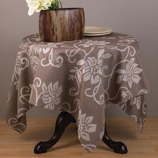 Cappuccino Floral 60 inch Square Tablecloth