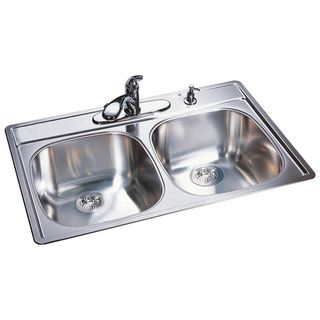 Franke Double Bowl Top Mount 9.5 inch Deep Stainless Steel Sink