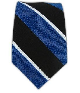 Black and Cornflower Notch Wool Striped 3 Tie Clothing