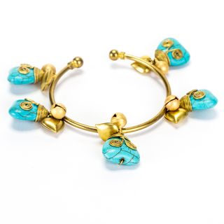 Goldtone Turquoise Heart Bracelet (Thailand)