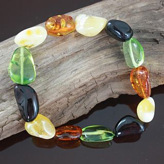 Handcrafted Tumbled Multicolor Amber Stretch Bracelet (Lithuania