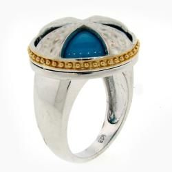 Meredith Leigh Two tone Sterling Silver Turquoise Cross Ring