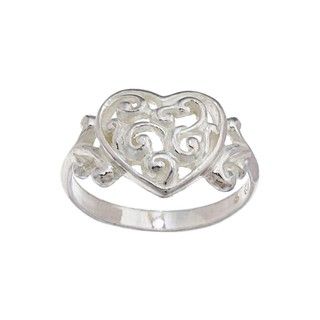 Silvermoon Sterling Silver Filigree Heart Ring