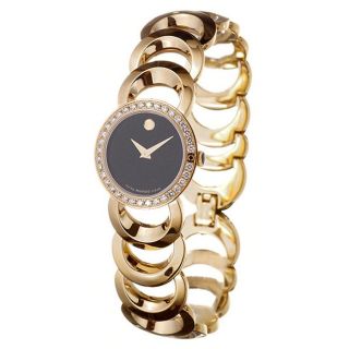 Movado Womens Rondiro Yellow Goldplated Steel Quartz Diamond Watch