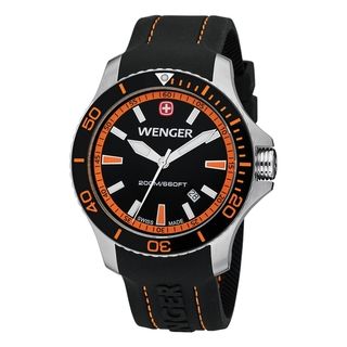 Wenger Mens Sea Force Black Dial Rubber Diver Watch