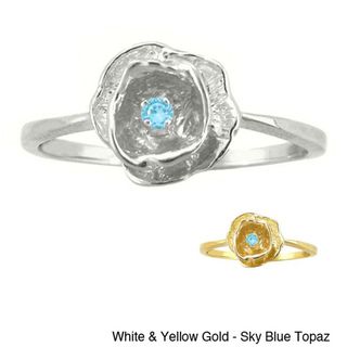 10k Gold Birthstone Designer Flower Ring