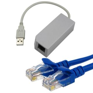 USB Ethernet Network Adapter/ 25 foot Ethernet Cable for Nintendo Wii