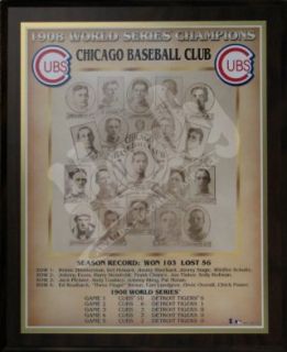 1908 Chicago Cubs World Series Champions Team 13x16 Plaque