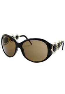 Blenda Fashion Sunglasses: Black Gold/Brown: Clothing