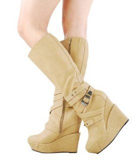 Casual Trim Buckle Yellow Knee High WINTER BOOTS 6 Shoes