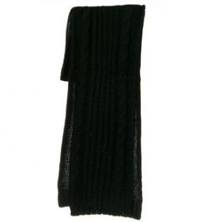 Cable Knit Pattern Scarf   Black W31S41A Clothing
