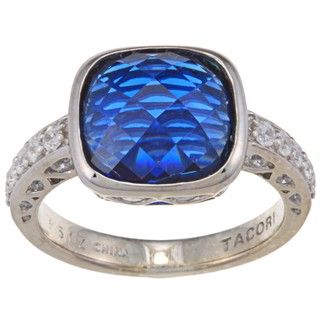 Tacori IV Platinum over Silver Blue Cubic Zirconia Epiphany Ring